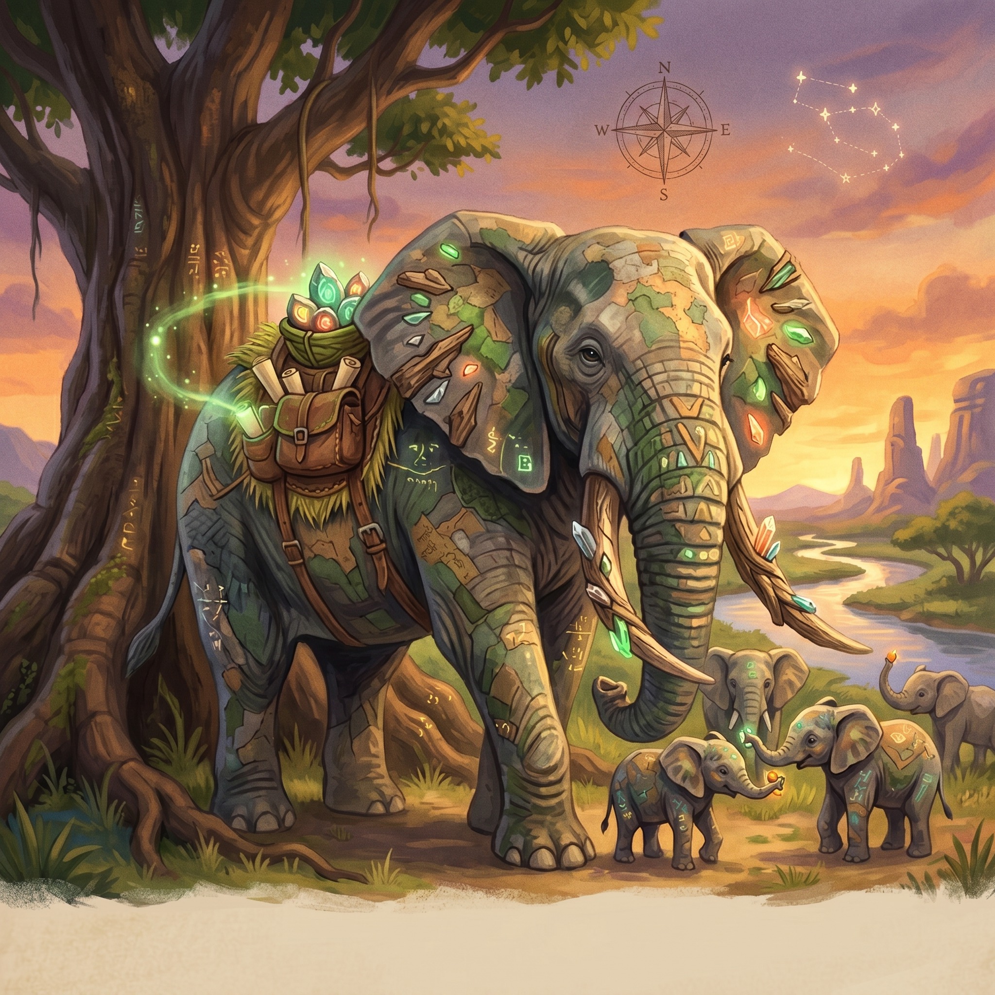 Elefantes Memoria, ilustración del bestiario de Equandia