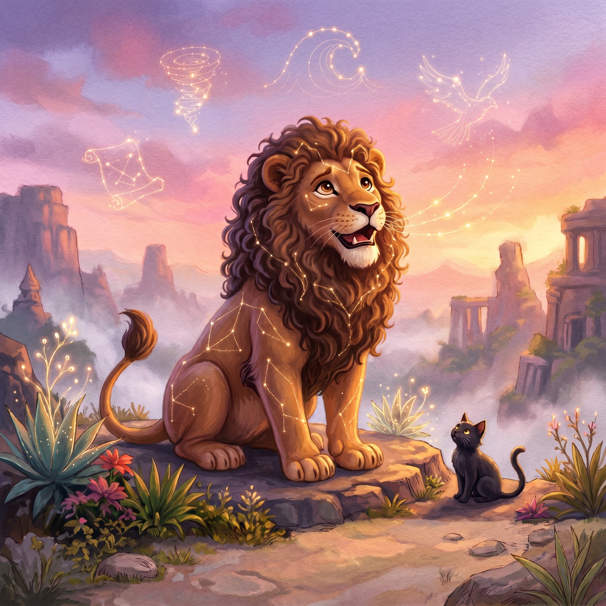 Leones Mensajeros, ilustración del bestiario de Equandia